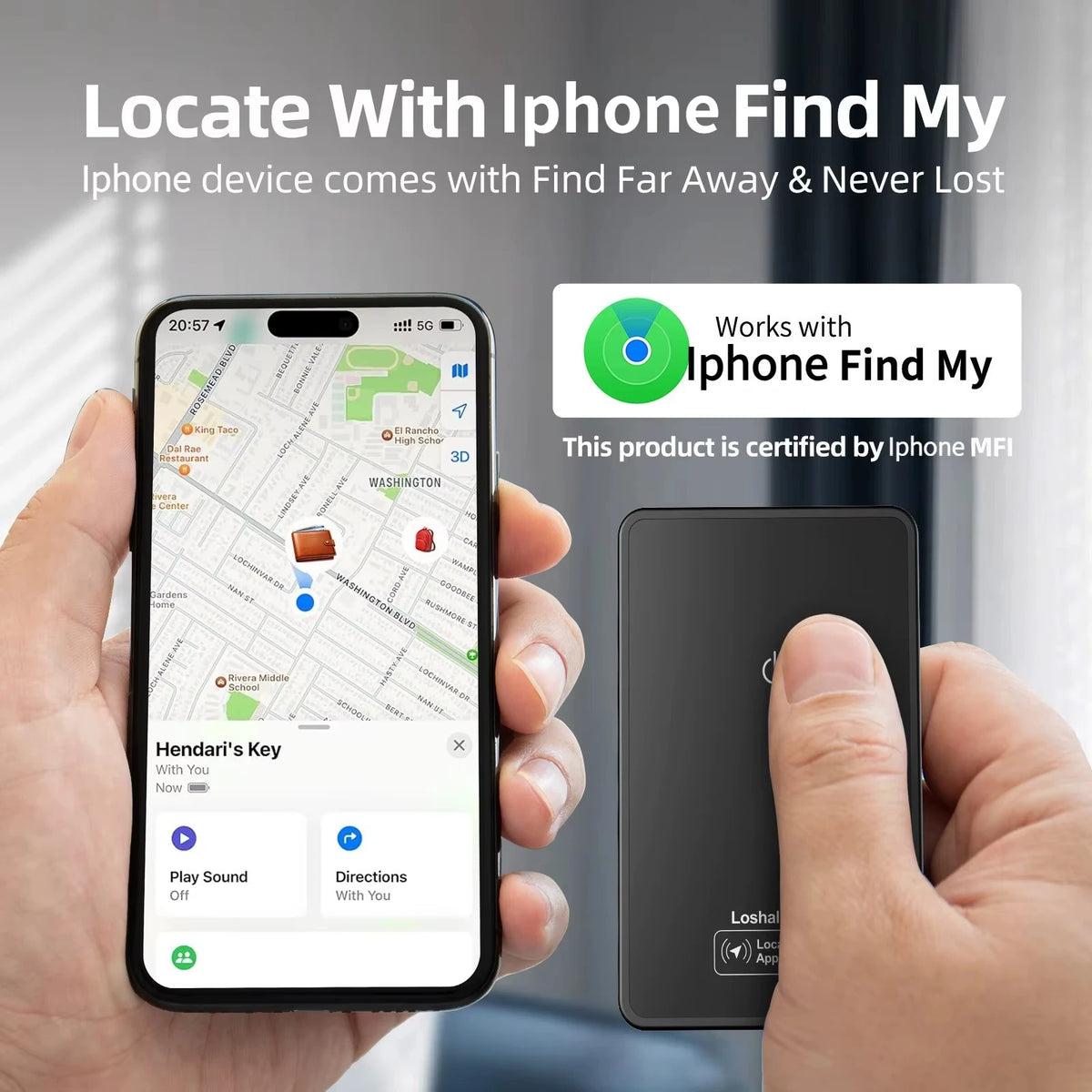 Ultra-Slim Rechargeable Smart Wallet Tracker for Apple Find My