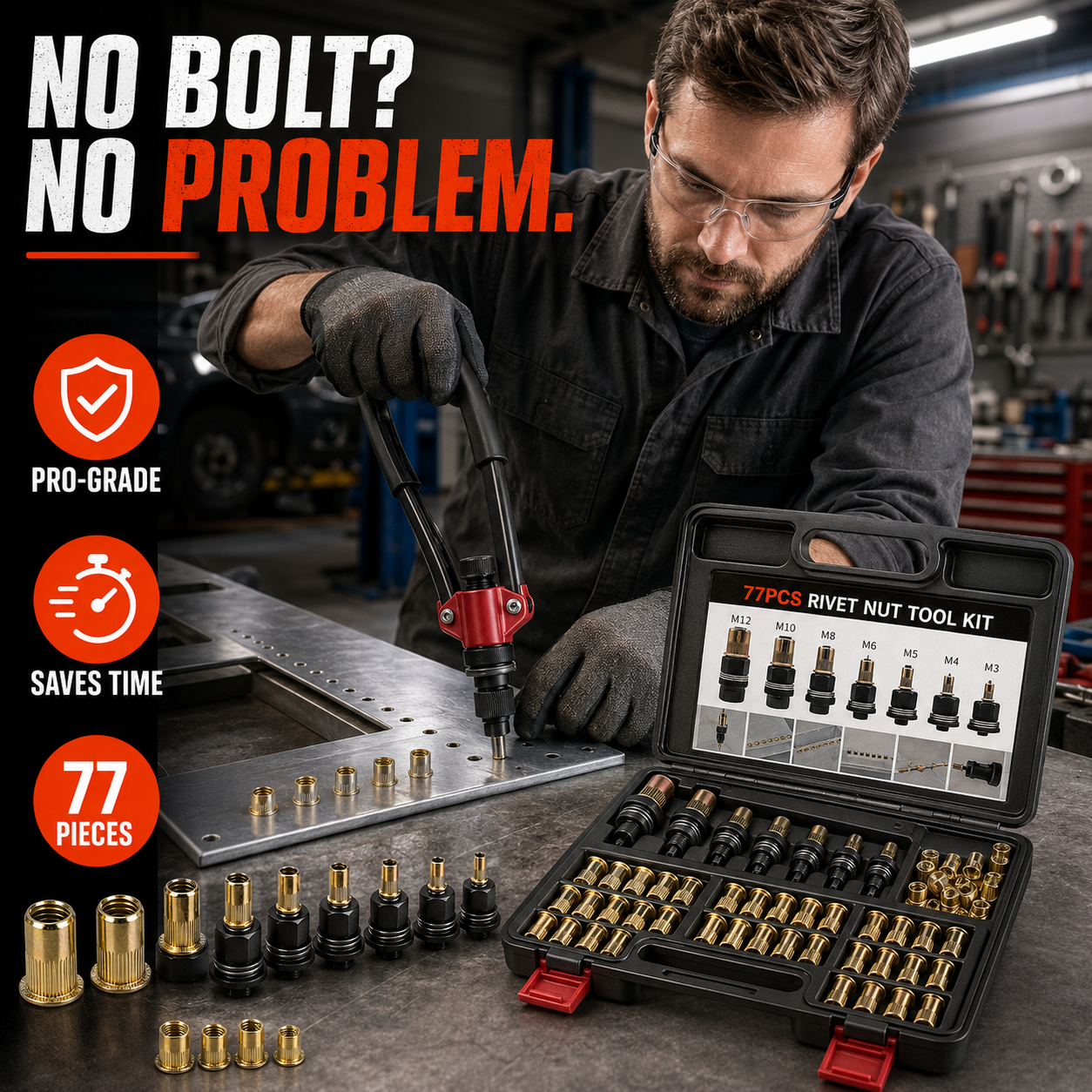 77PCS Rivet Nut Tool Kit