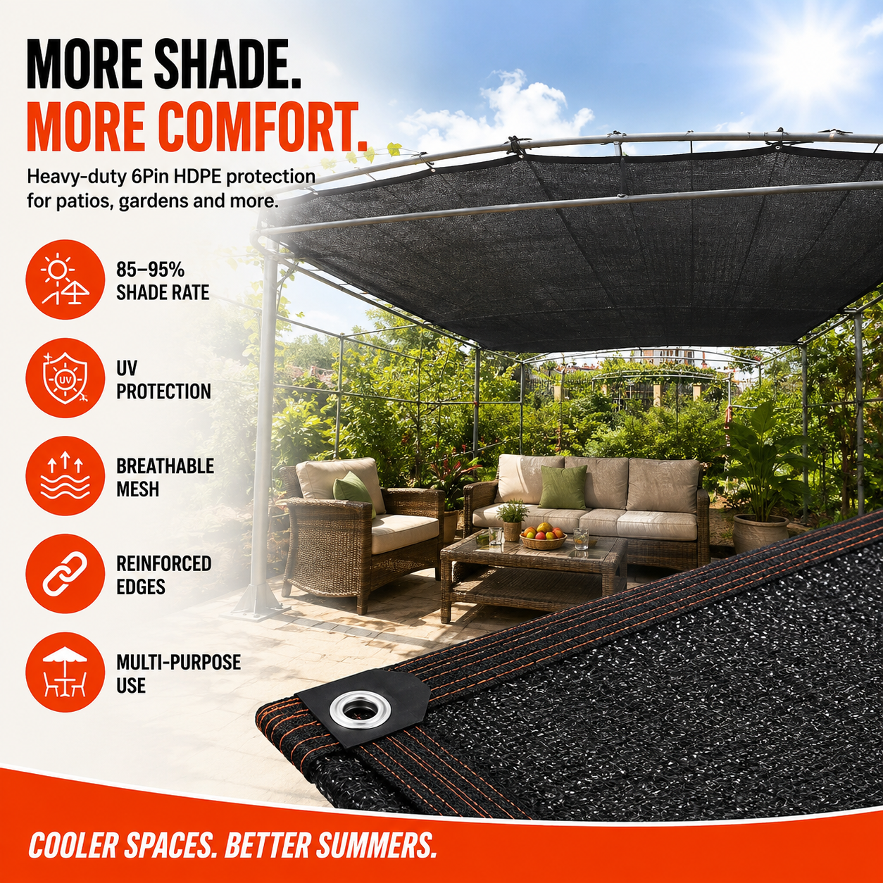HDPE Sun Shade Net for Garden & Pergola (Max)