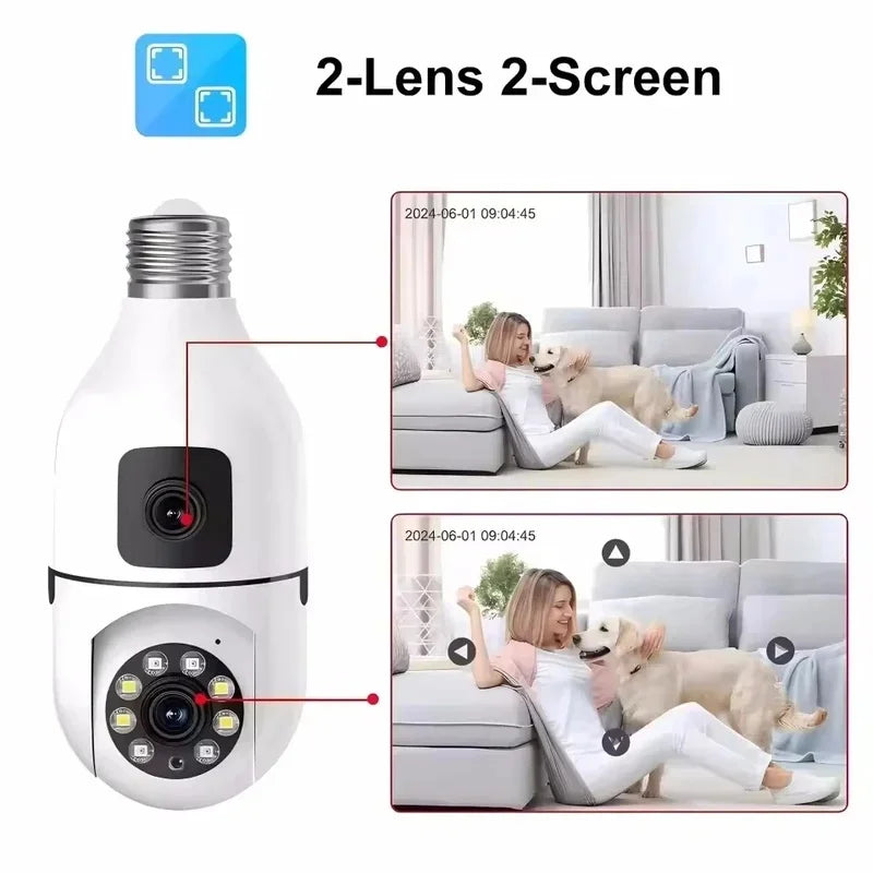 8MP Dual-Lens E27 WiFi Security Camera