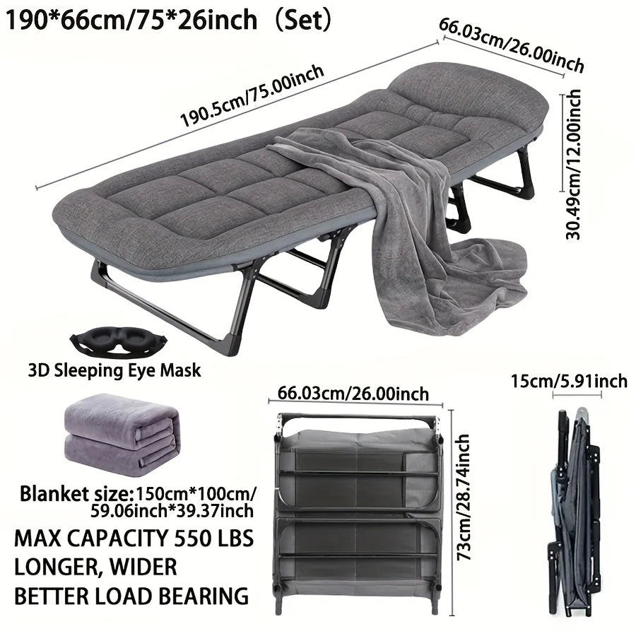 Heavy-Duty Folding Bed with Mattress