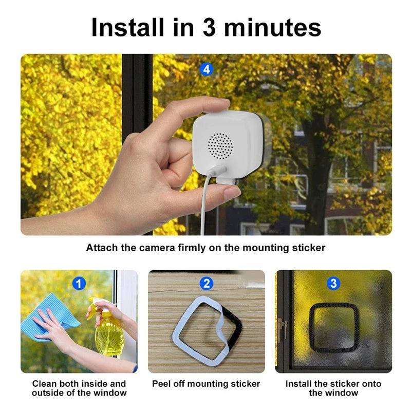 3MP Window WiFi Security Camera with Color Night Vision