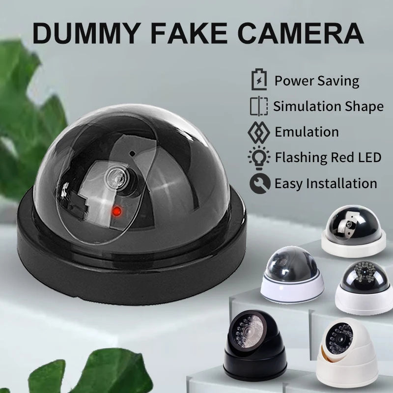 Dummy Dome Security Camera with Red LED Light