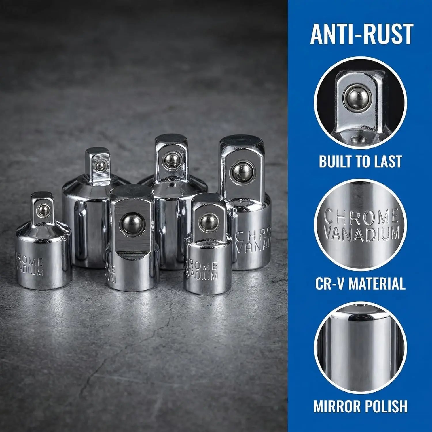 1/4" 3/8" 1/2" Ratchet Socket Adapter & Reducer Set