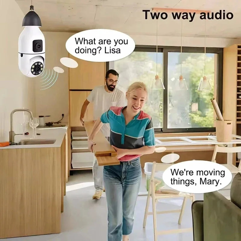 8MP Dual-Lens E27 WiFi Security Camera