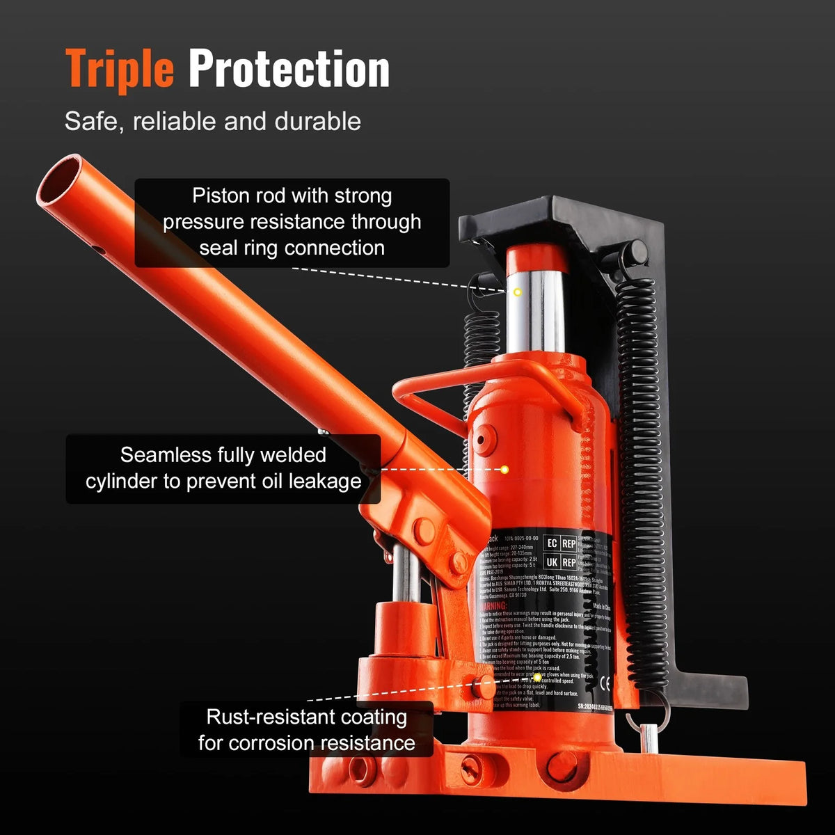 2.5T Air Hydraulic Toe Jack Lift