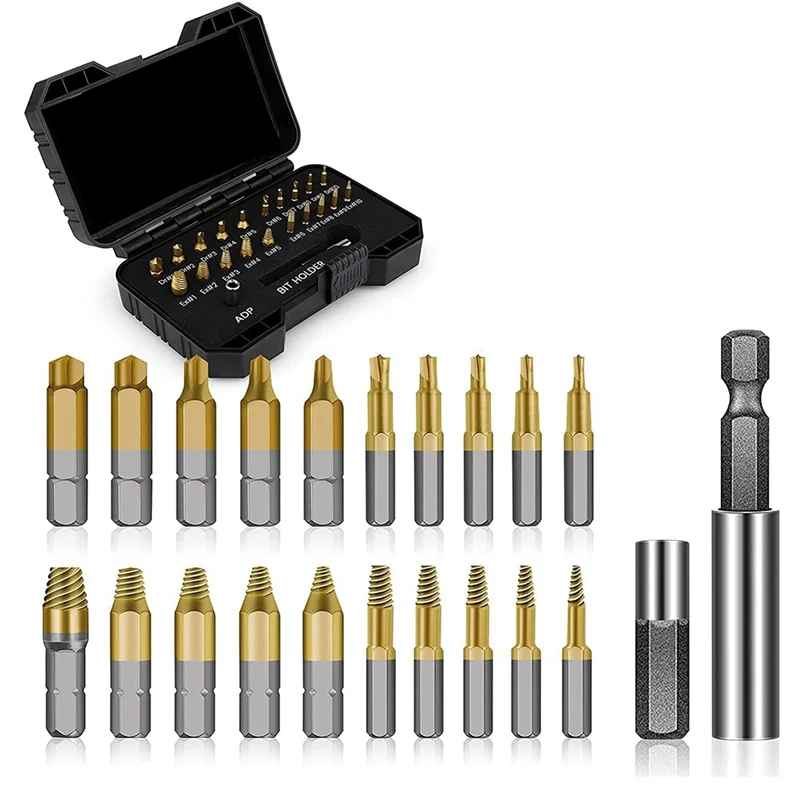 22-Piece Titanium Damaged Screw & Bolt Extractor Kit
