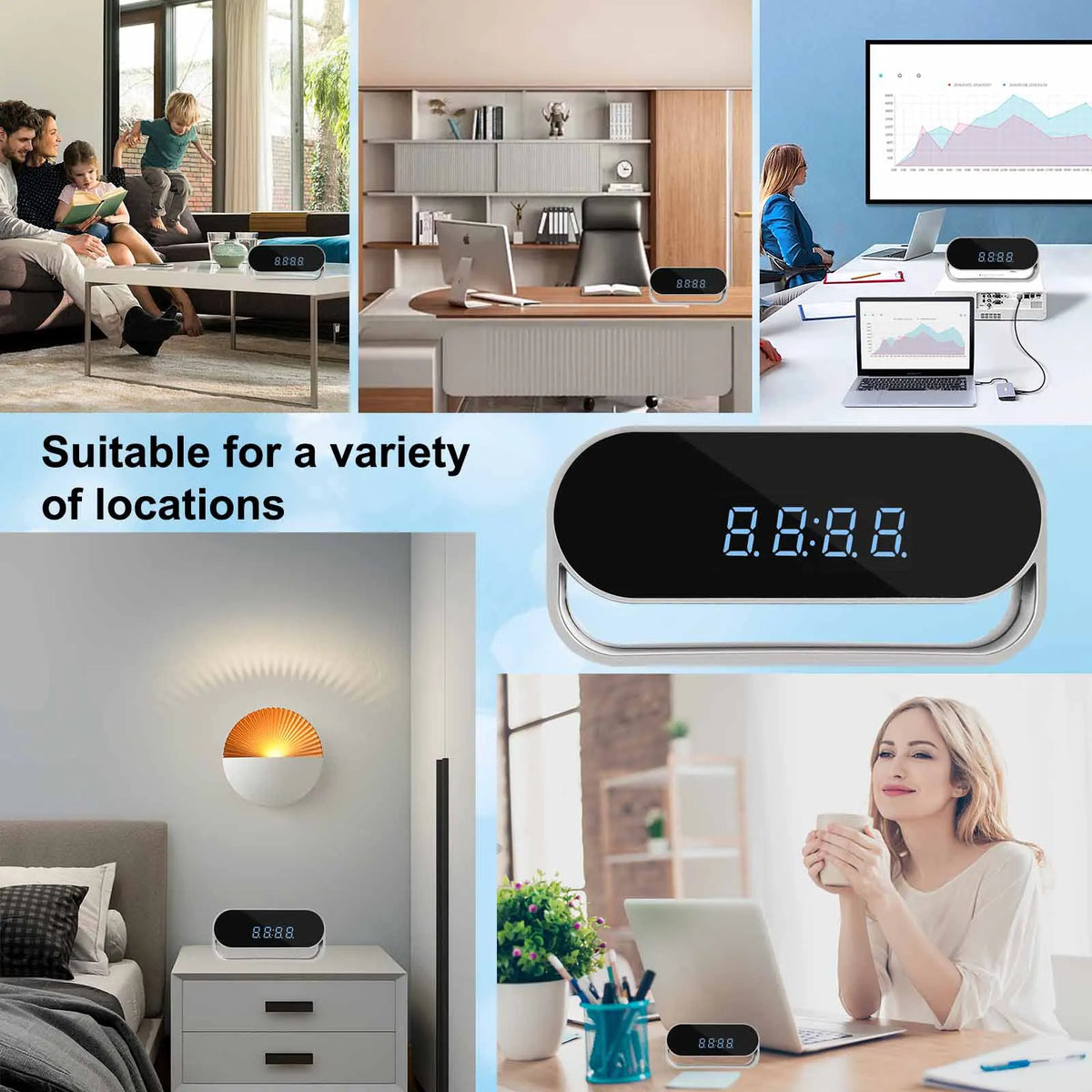 2K WiFi Clock Security Camera with Night Vision