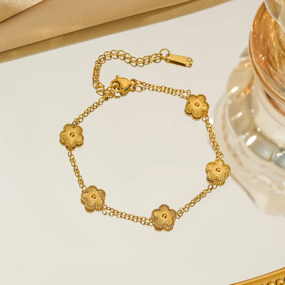 Five-Petal Clover Stainless Steel Bracelet