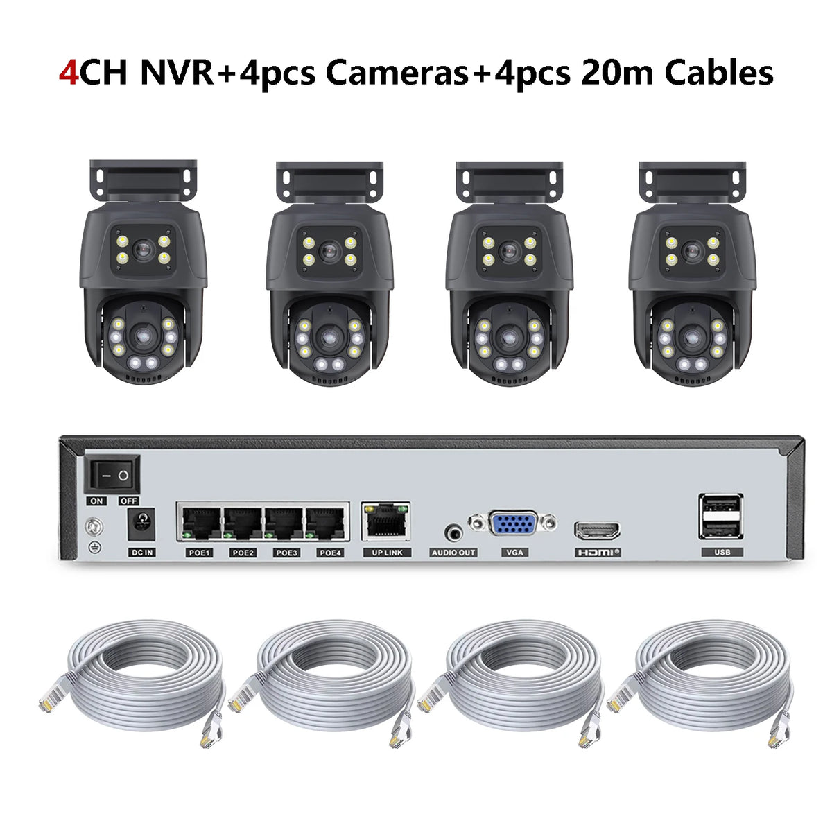 6MP Dual-Lens PTZ PoE Security Camera System