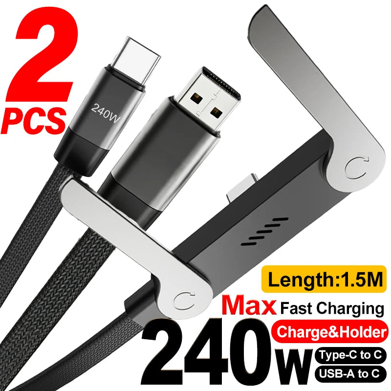 240W Fast Charging Cable with Phone Stand