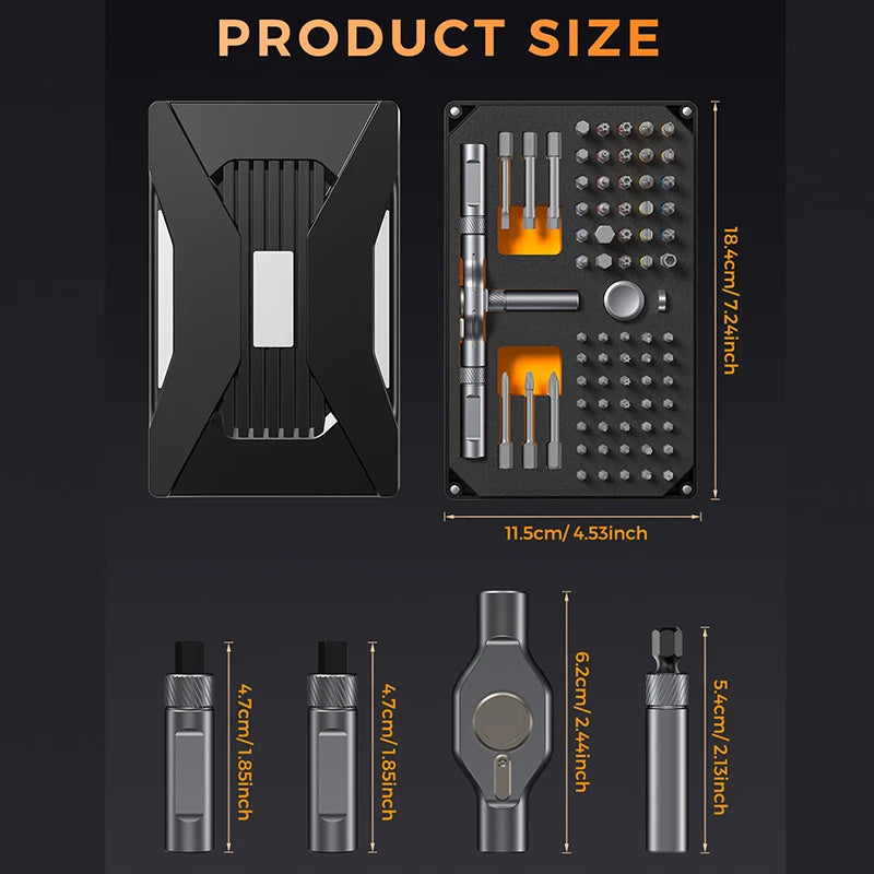 74-in-1 Magnetic Ratchet Screwdriver Set