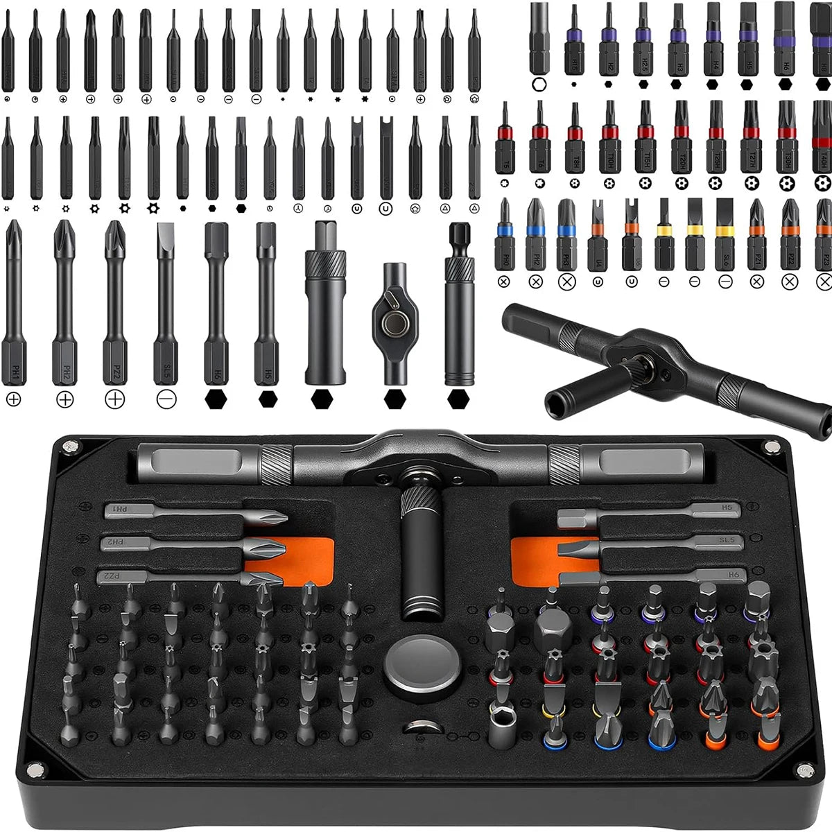 74-in-1 Magnetic Ratchet Screwdriver Set