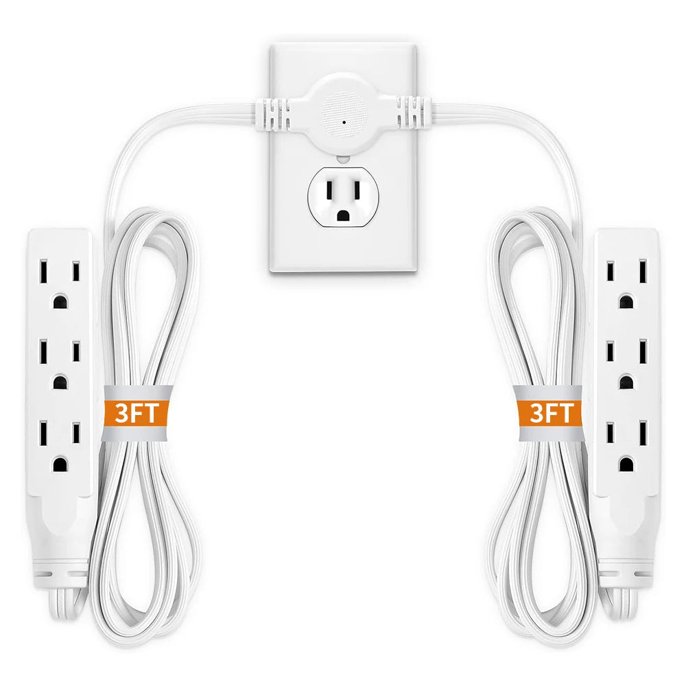 Twin Extension Cord Power Strip with Flat Plug (ETL Certified)