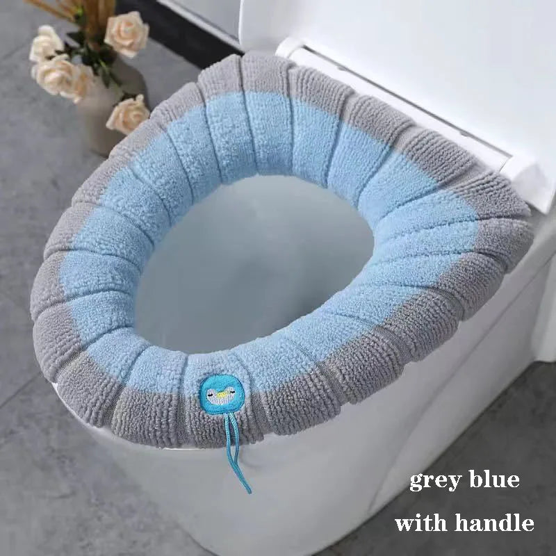 Soft Plush Toilet Seat Cover with Handle – Warm & Reusable