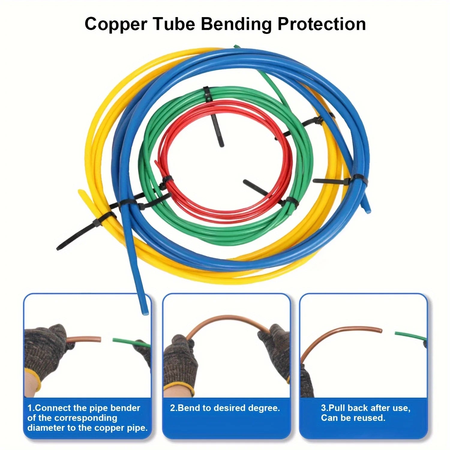 4-Piece Flexible PE Copper Pipe Bender & Protector Set (2m)