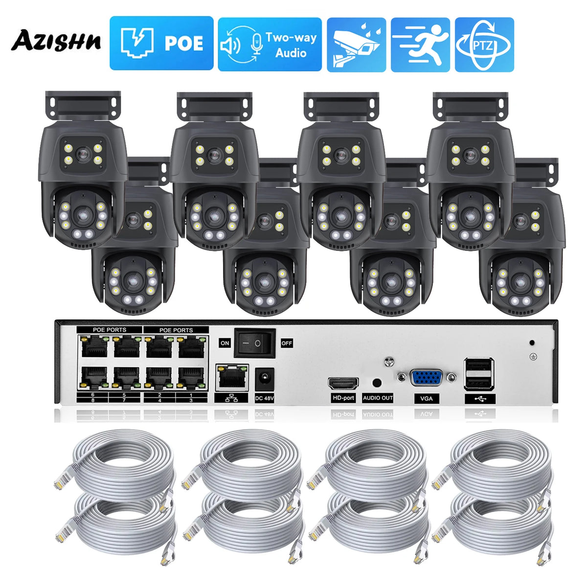 6MP Dual-Lens PTZ PoE Security Camera System