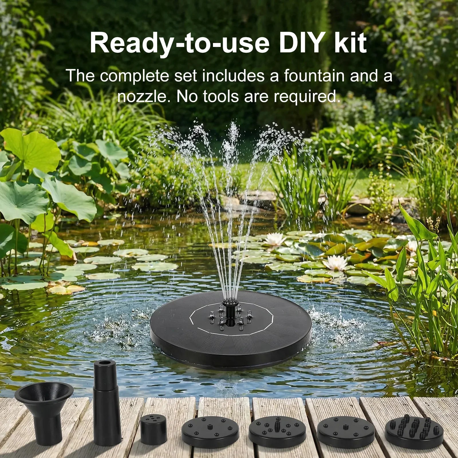 Solar Fountain Pump with LED Lights