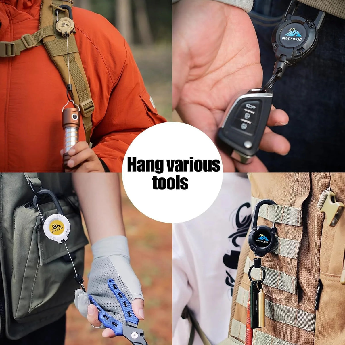 2-Pack Heavy-Duty Retractable Tactical Keychain