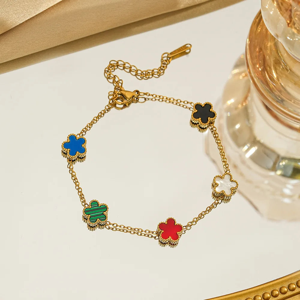 Five-Petal Clover Stainless Steel Bracelet