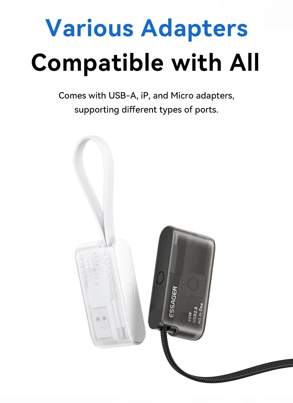 60W Universal Charging Cable Travel Kit & Storage Box