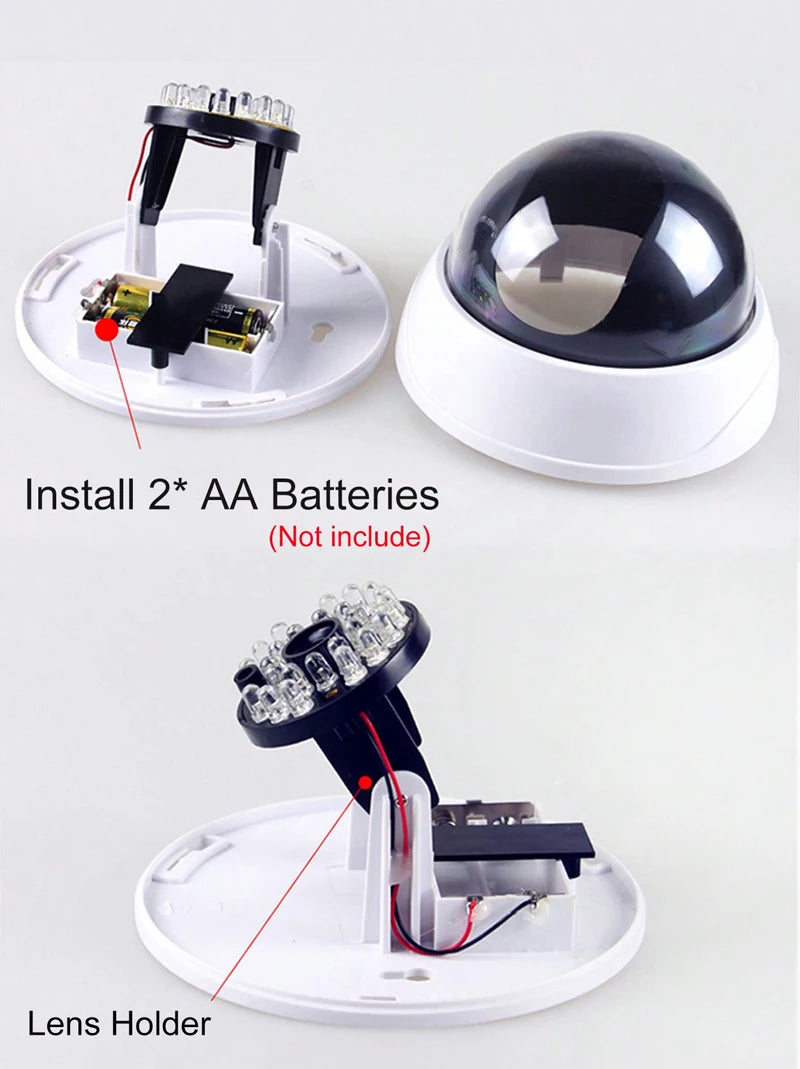Dummy Dome Security Camera with Red LED Light