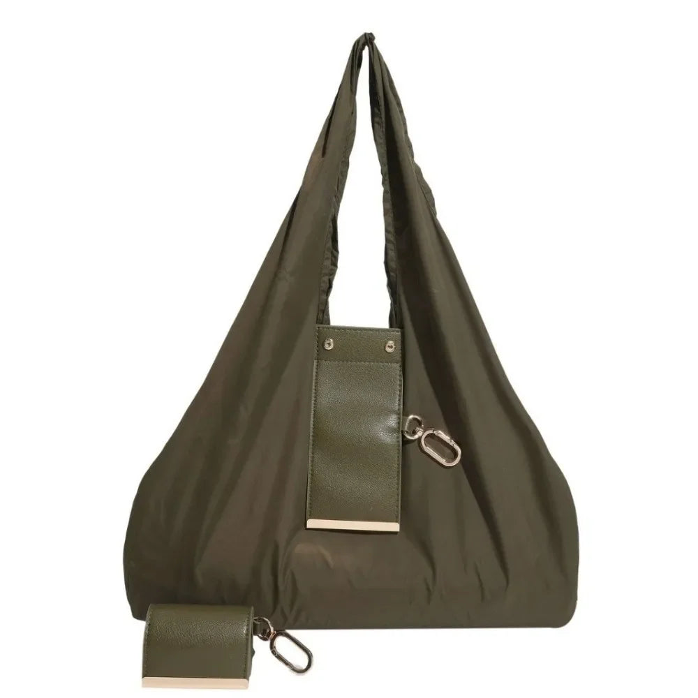 Foldable Reusable Shopping Tote Bag with Keychain