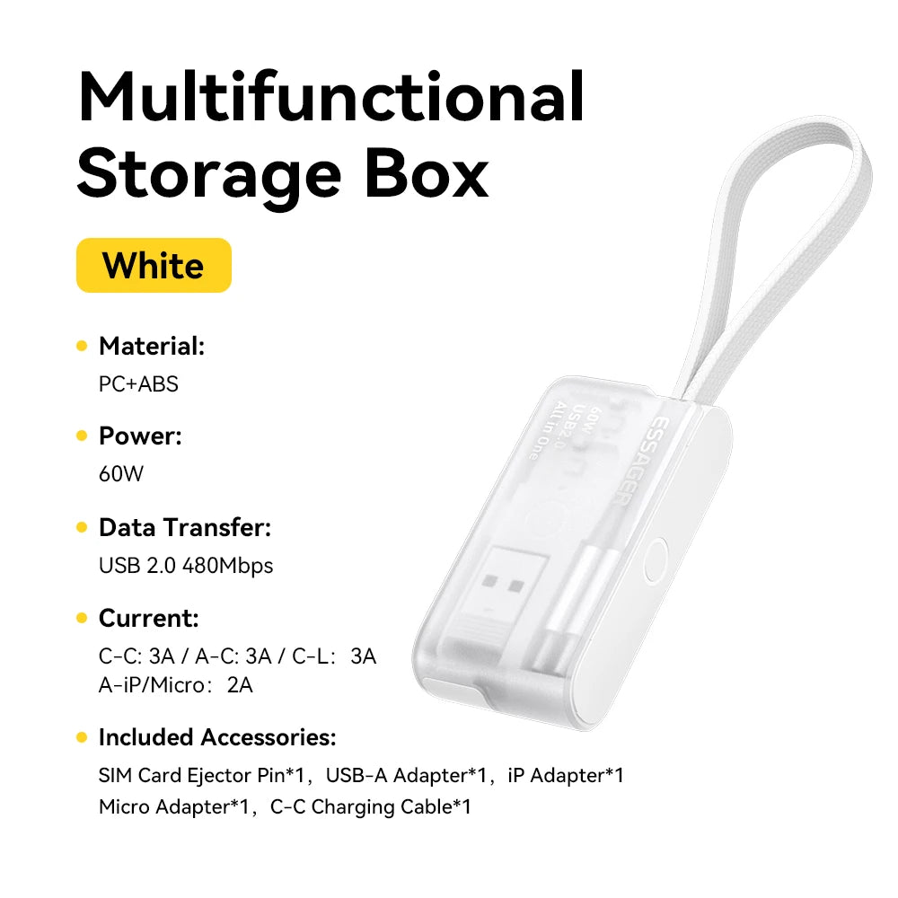 60W Universal Charging Cable Travel Kit & Storage Box