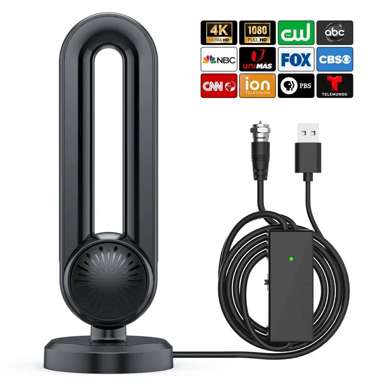 Indoor/Outdoor Digital HDTV Antenna with Signal Booster