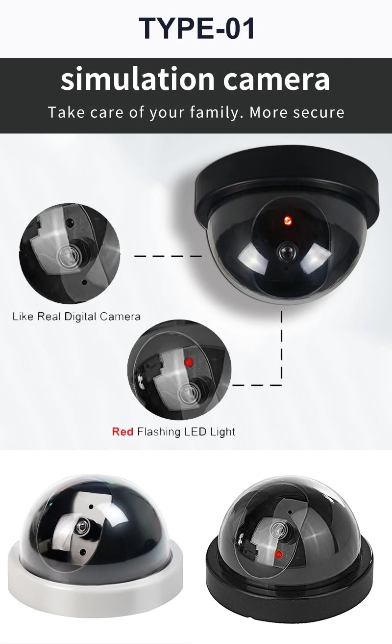 Dummy Dome Security Camera with Red LED Light