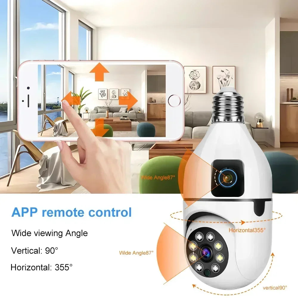 8MP Dual-Lens E27 WiFi Security Camera