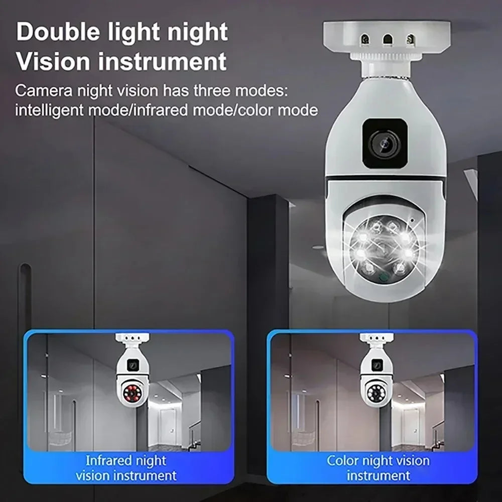 8MP Dual-Lens E27 WiFi Security Camera