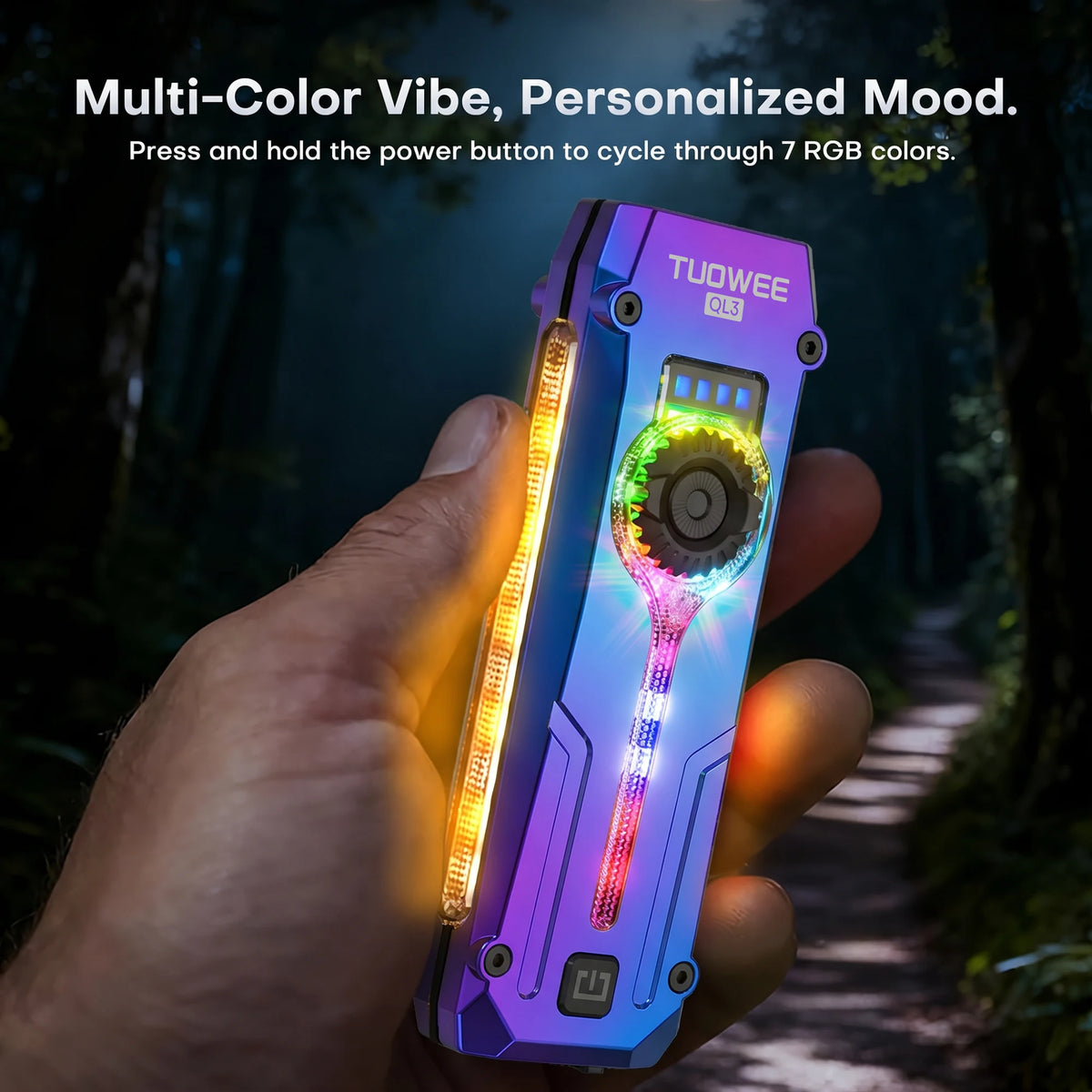 Rechargeable EDC Flashlight with UV, Laser & RGB Light