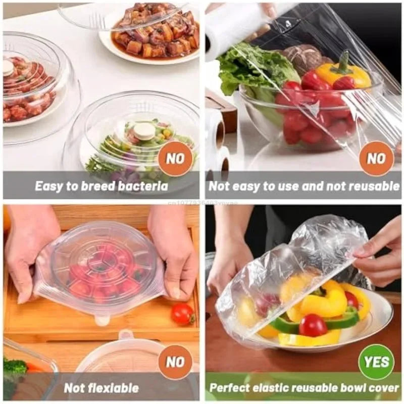 Reusable Elastic Food Storage Covers & Stretch Bowl Lids