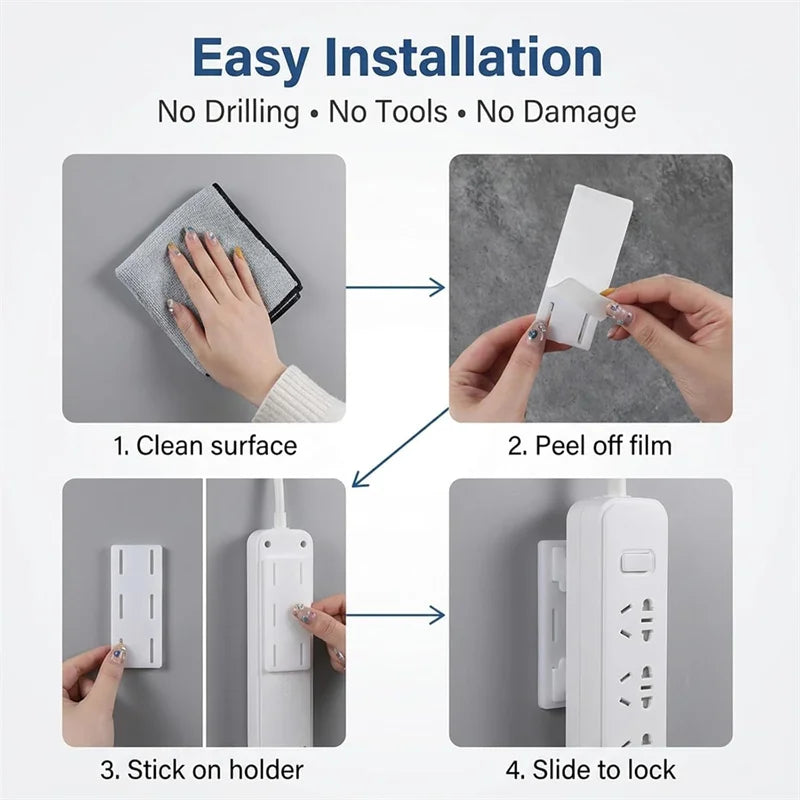 5/10Pcs Self-Adhesive Power Strip Wall Holders
