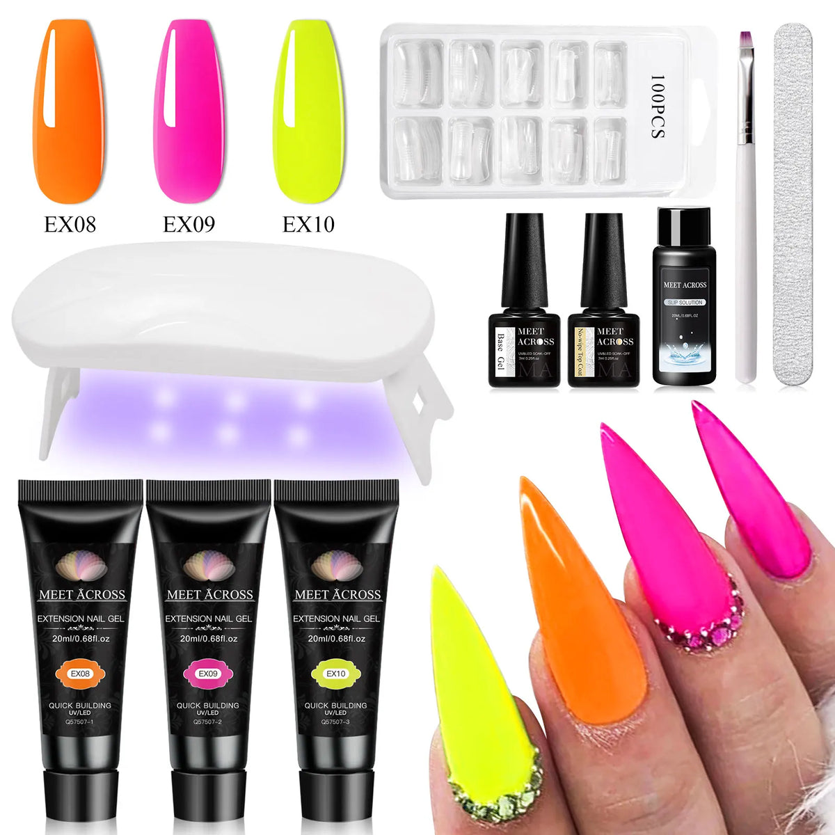 Set de 10 piezas para extensión de uñas de poligel
