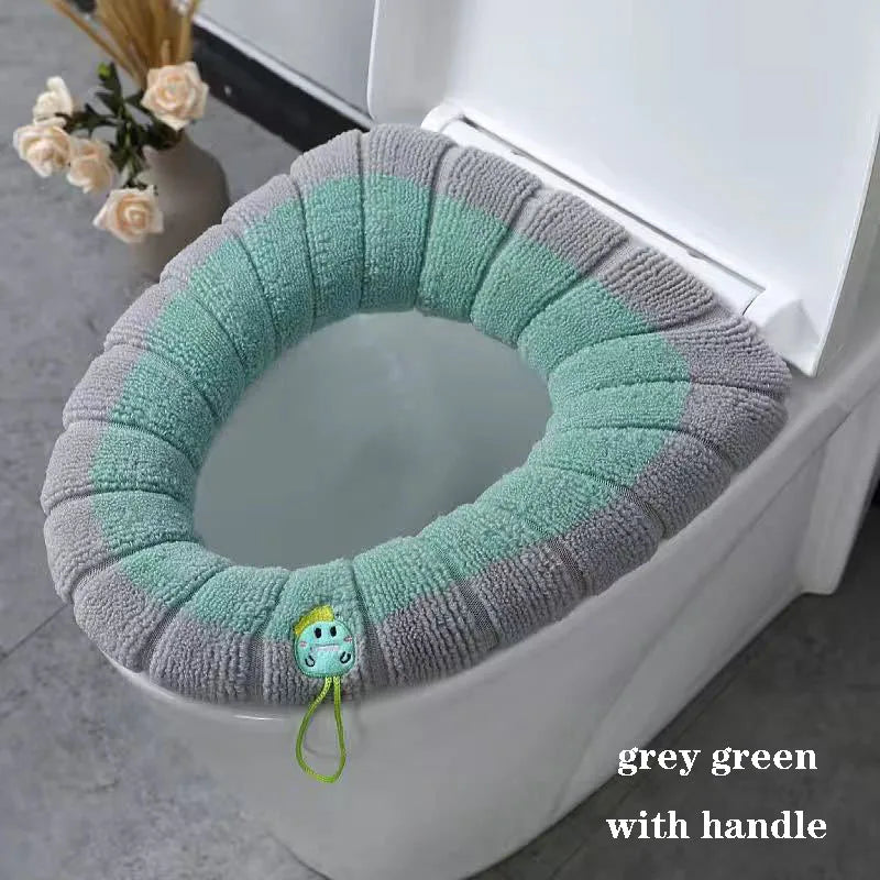Soft Plush Toilet Seat Cover with Handle – Warm & Reusable