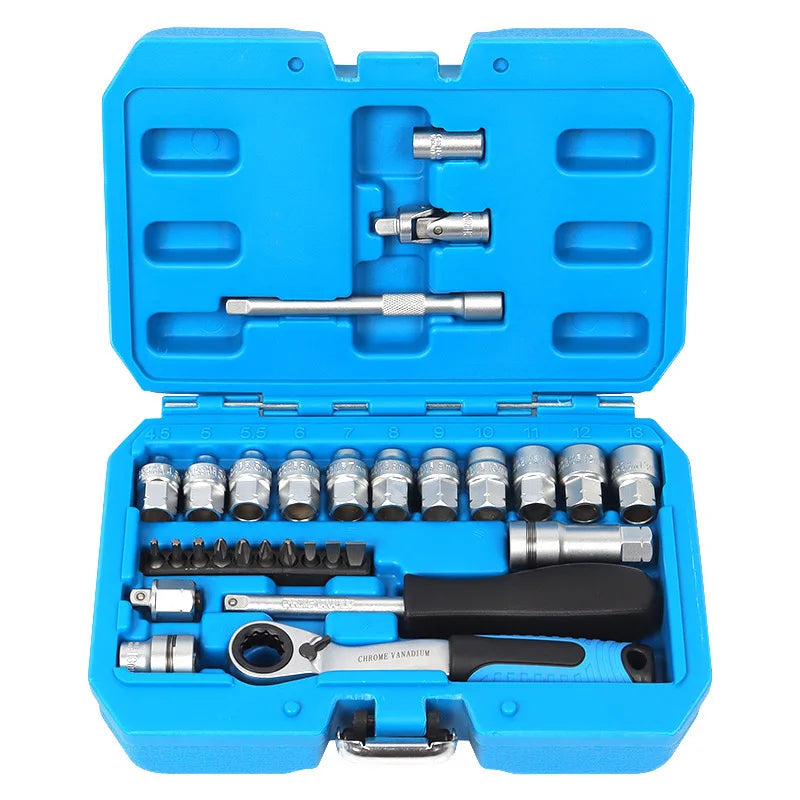 Pass-Through Ratchet Socket Wrench Set