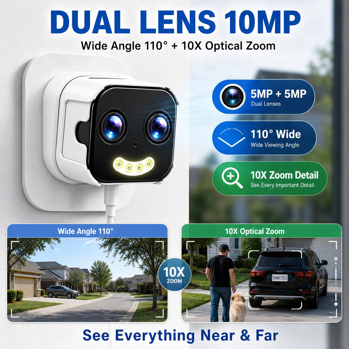 PRO 5MP Dual-Lens WiFi Security Camera with 10X Zoom