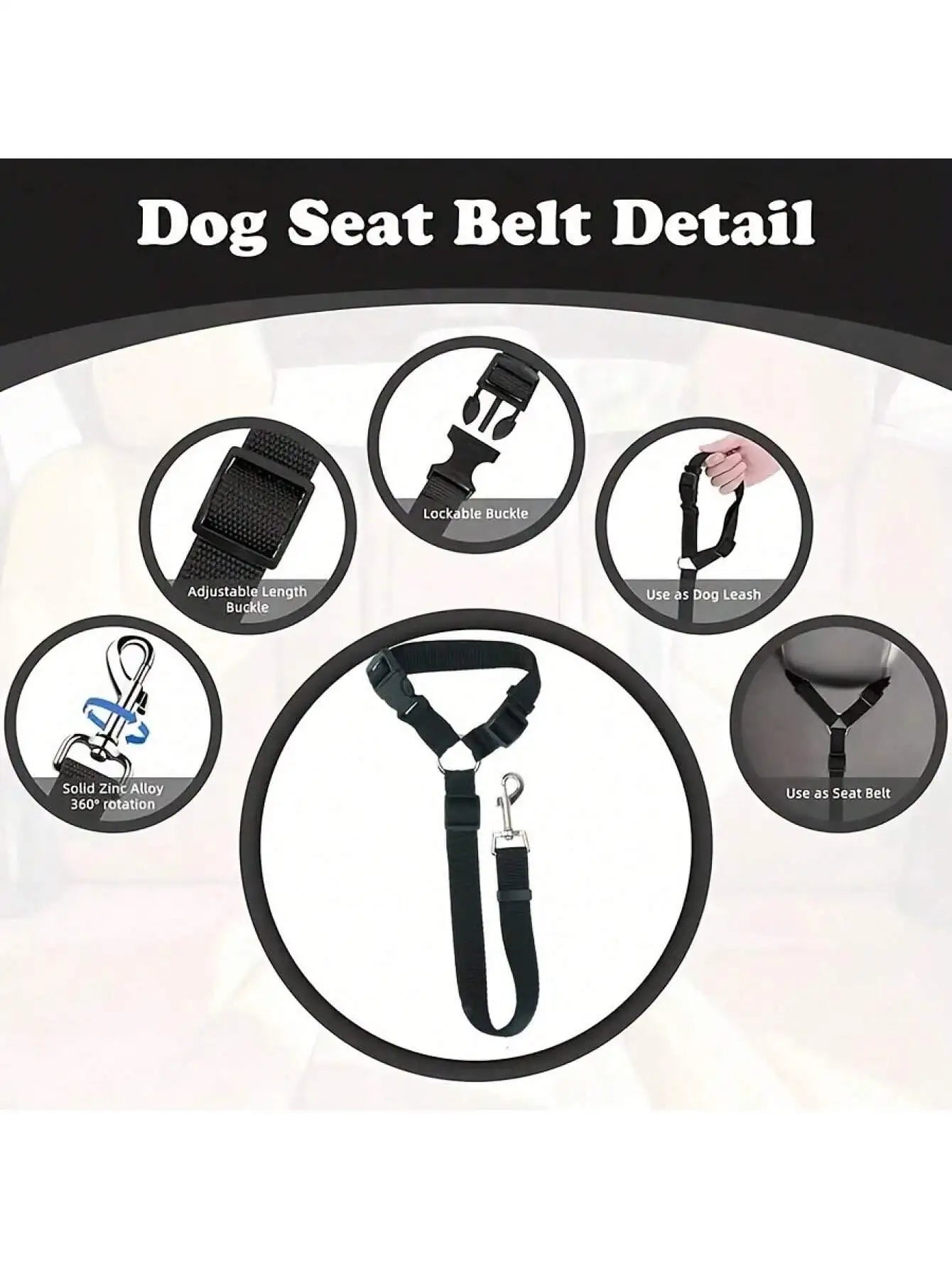 Adjustable Pet Car Seat Belt (T)