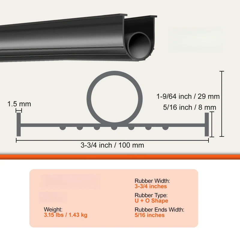 U+O Shaped Garage Door Bottom Weather Seal