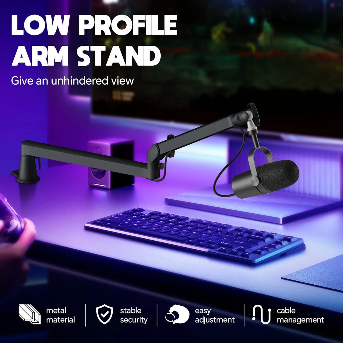 Professional Low-Profile Adjustable Microphone Boom Arm