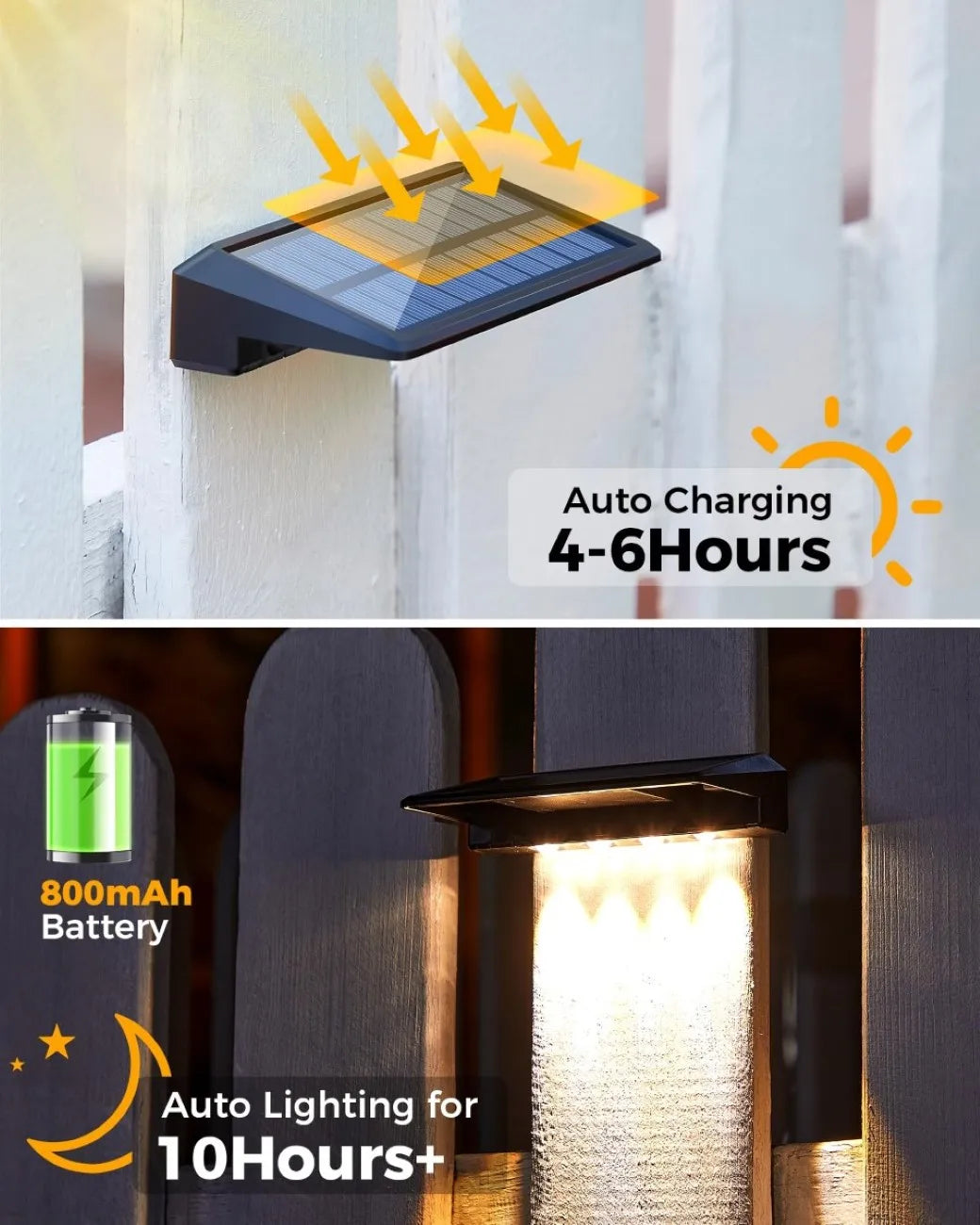 2 Pack Solar Wall Lights – 4 LED Outdoor