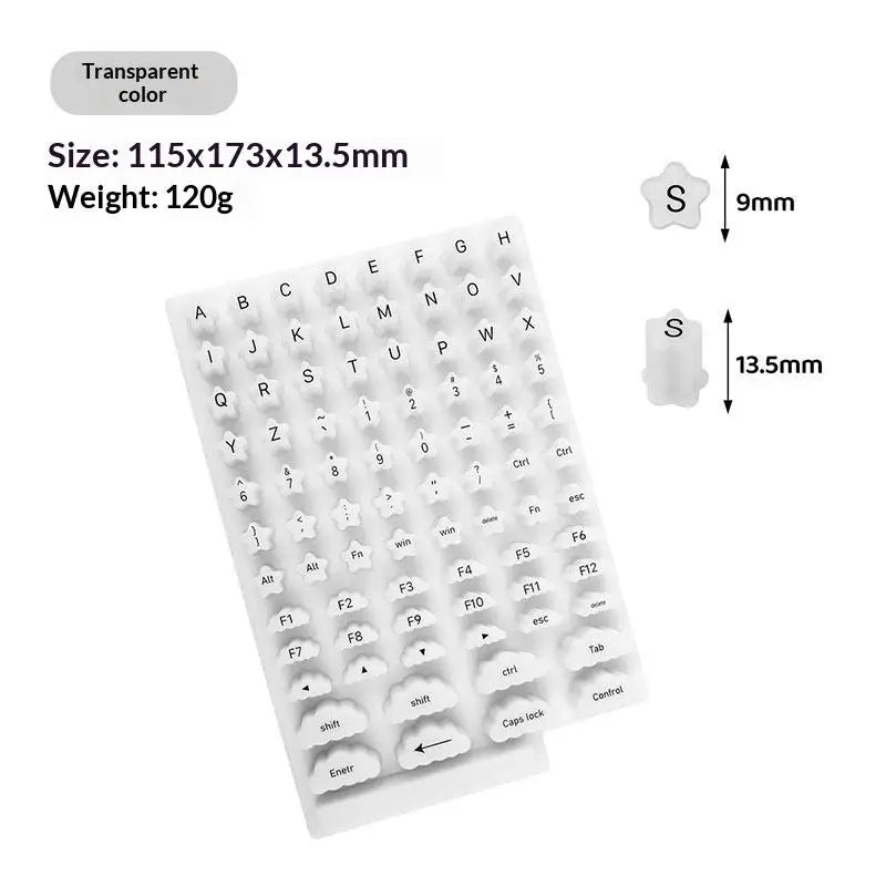 70PCS Raised Silicone Keyboard Stickers for Long Nails