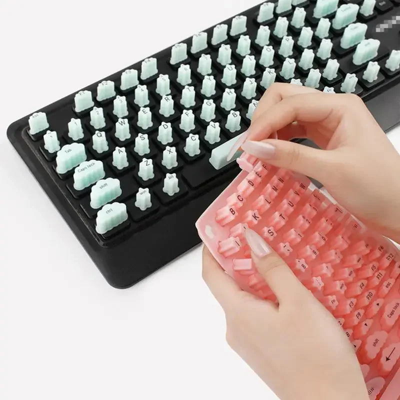 70PCS Raised Silicone Keyboard Stickers for Long Nails