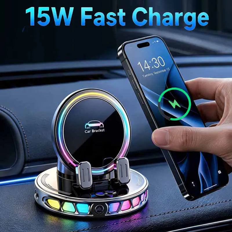 15W Auto-Clamping Wireless Car Charger with RGB Lights