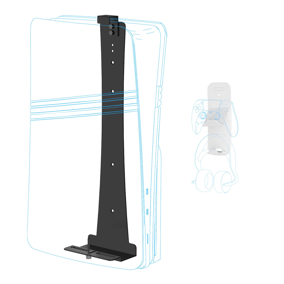 PS5 Slim Metal Wall Mount with Controller & Headset Holders