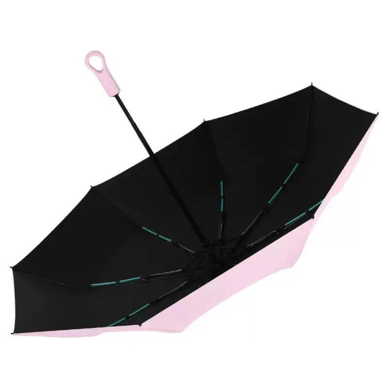 Automatic Compact Travel Umbrella with Ring Buckle
