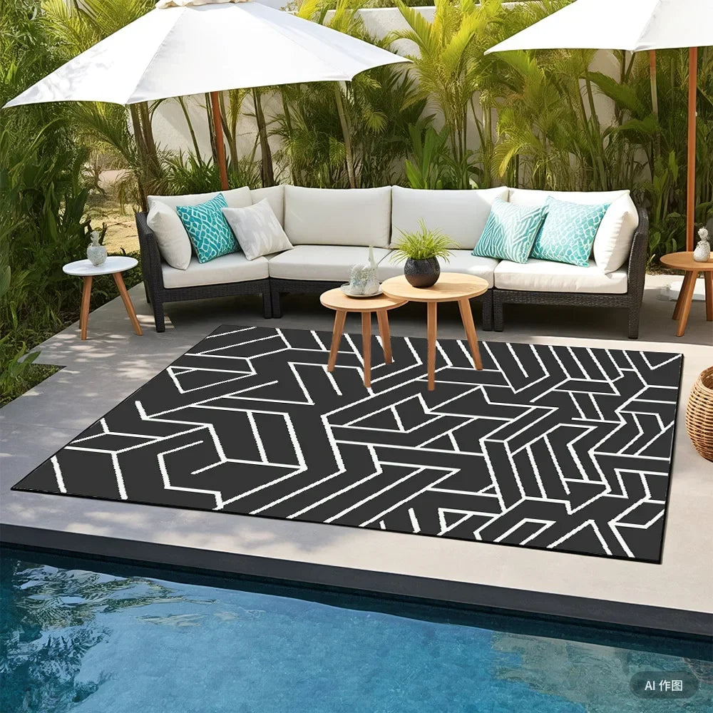 Reversible Waterproof Outdoor Plastic Straw Mat