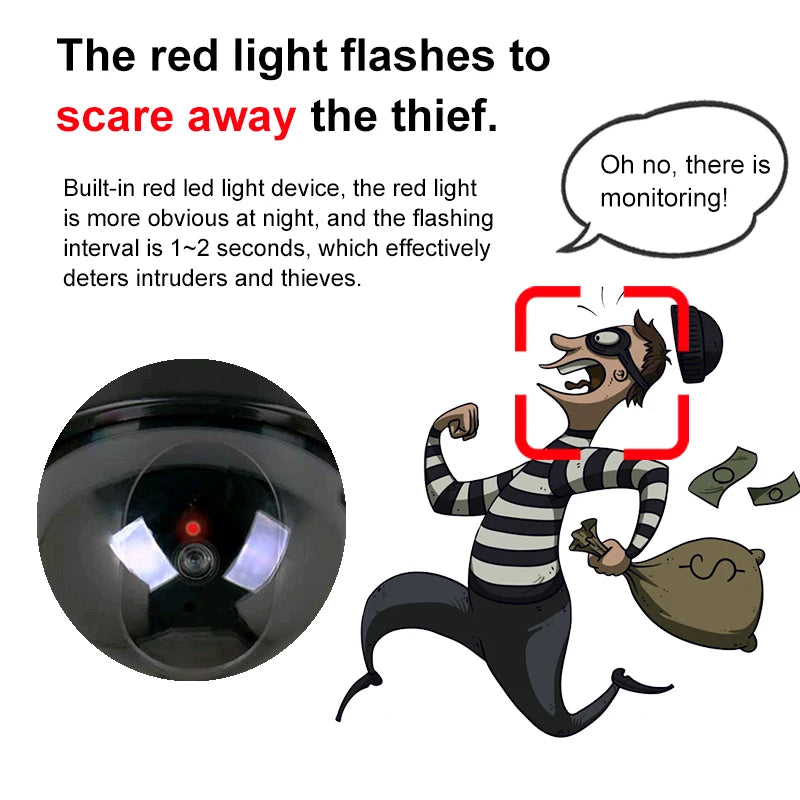 Dummy Dome Security Camera with Red LED Light